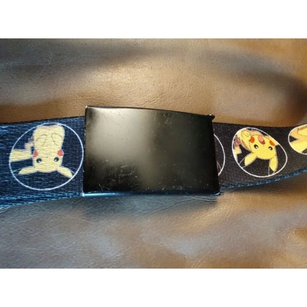 Men's Pokemon Pikachu Buckle Adjustable Canvas Black Belt Up 42